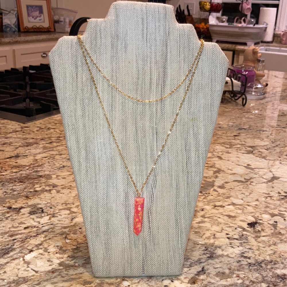 Handmade resin layered necklace!